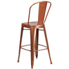 Commercial Grade 30'' High Copper Metal Indoor-Outdoor Barstool with Back - Flash Furniture