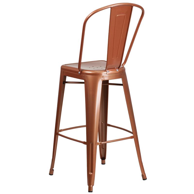 Commercial Grade 30'' High Copper Metal Indoor-Outdoor Barstool with Back - Flash Furniture