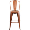 Commercial Grade 30'' High Copper Metal Indoor-Outdoor Barstool with Back - Flash Furniture
