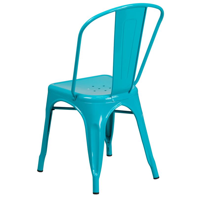 Commercial Grade Crystal Teal-Blue Metal Indoor-Outdoor Stackable Chair - Flash Furniture
