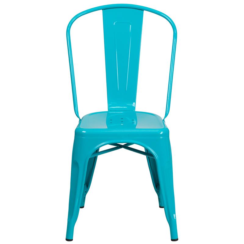 Commercial Grade Crystal Teal-Blue Metal Indoor-Outdoor Stackable Chair - Flash Furniture