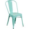 Commercial Grade Mint Green Metal Indoor-Outdoor Stackable Chair - Flash Furniture