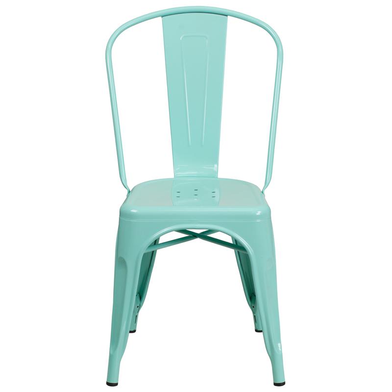 Commercial Grade Mint Green Metal Indoor-Outdoor Stackable Chair - Flash Furniture