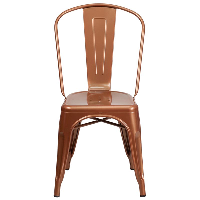 Commercial Grade Copper Metal Indoor-Outdoor Stackable Chair - Flash Furniture