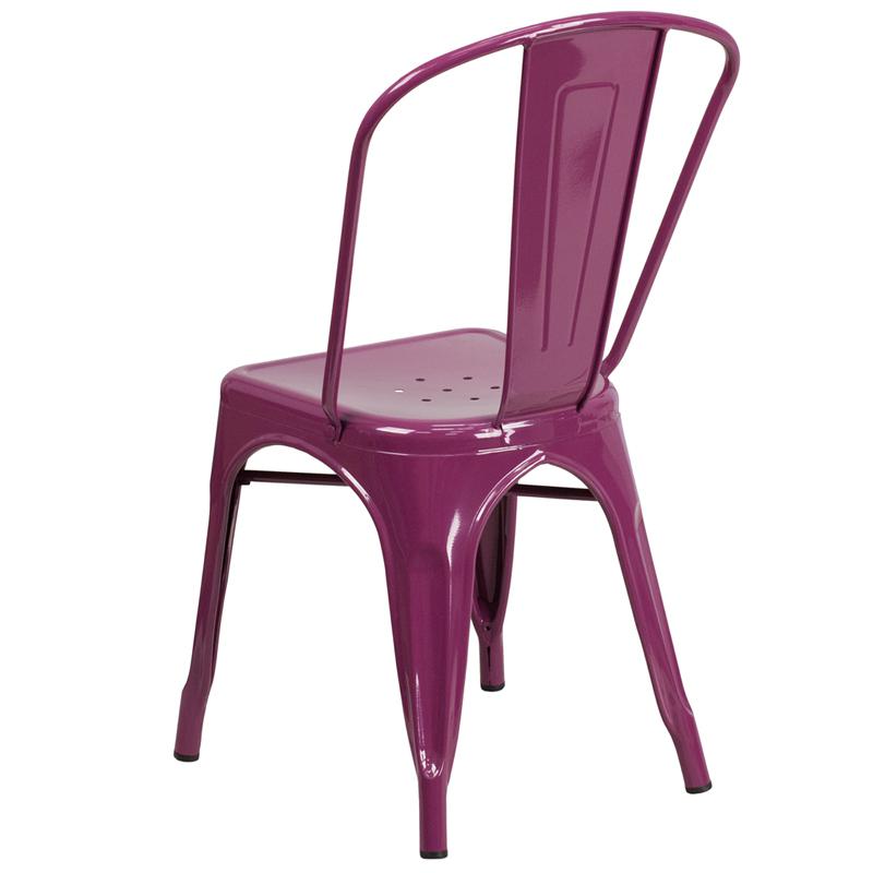 Commercial Grade Purple Metal Indoor-Outdoor Stackable Chair - Flash Furniture