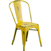 Commercial Grade Distressed Yellow Metal Indoor-Outdoor Stackable Chair - Flash Furniture