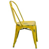 Commercial Grade Distressed Yellow Metal Indoor-Outdoor Stackable Chair - Flash Furniture