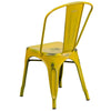 Commercial Grade Distressed Yellow Metal Indoor-Outdoor Stackable Chair - Flash Furniture