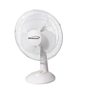 Brentwood Kool Zone Kool Zone 12'' Oscillating Desk Fan- White