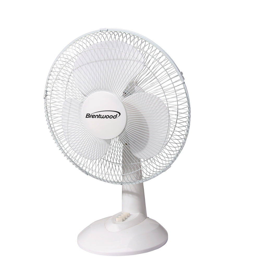 Brentwood Kool Zone Kool Zone 12'' Oscillating Desk Fan- White