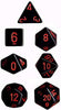 Chessex Mfg Co Llc -  7Ct Opaque Poly Black/Red Dice Set