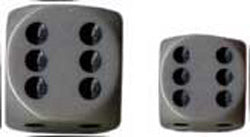 Chessex Mfg Co Llc -  D6 -- 16Mm Opaque Dice - Dark Grey/Black - 12Ct
