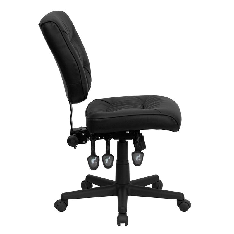 Mid-Back Black LeatherSoft Multifunction Swivel Ergonomic Task Office Chair - Flash Furniture