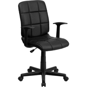 Mid-Back Black Quilted Vinyl Swivel Task Office Chair with Arms - Flash Furniture