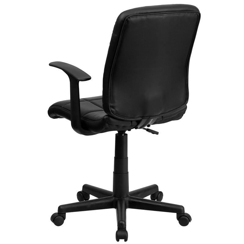 Mid-Back Black Quilted Vinyl Swivel Task Office Chair with Arms - Flash Furniture