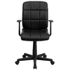 Mid-Back Black Quilted Vinyl Swivel Task Office Chair with Arms - Flash Furniture