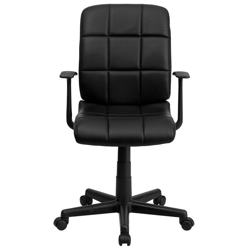 Mid-Back Black Quilted Vinyl Swivel Task Office Chair with Arms - Flash Furniture
