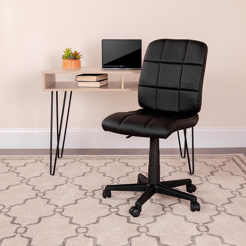 Mid-Back Black Quilted Vinyl Swivel Task Office Chair - Flash Furniture