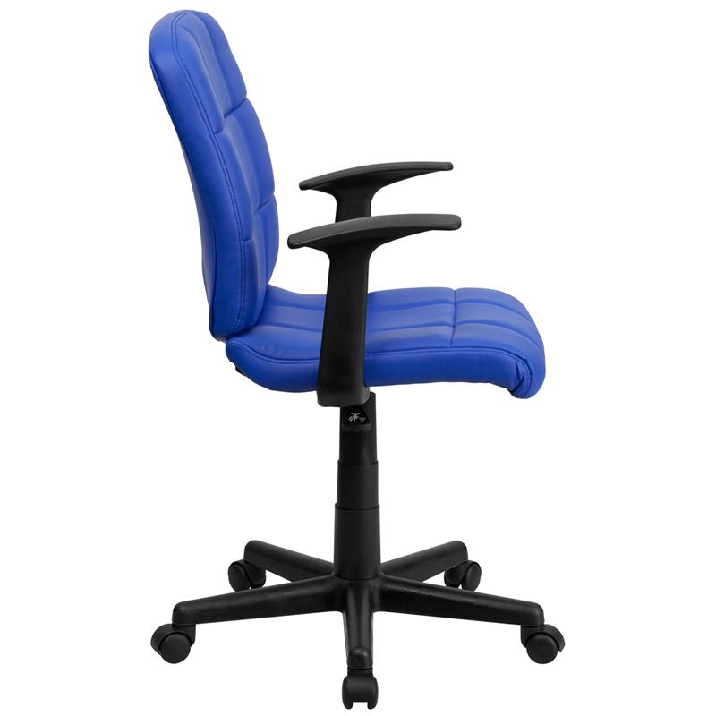 Mid-Back Blue Quilted Vinyl Swivel Task Office Chair with Arms - Flash Furniture