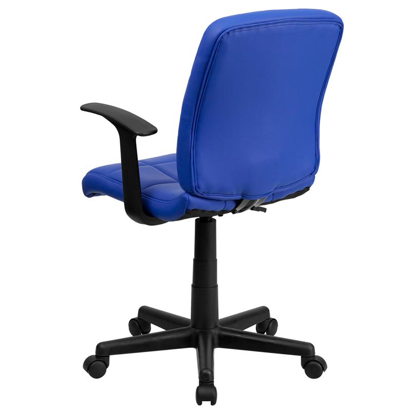 Mid-Back Blue Quilted Vinyl Swivel Task Office Chair with Arms - Flash Furniture