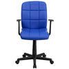 Mid-Back Blue Quilted Vinyl Swivel Task Office Chair with Arms - Flash Furniture
