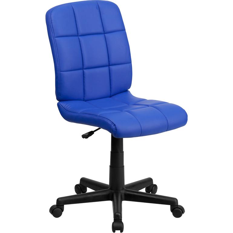 Mid-Back Blue Quilted Vinyl Swivel Task Office Chair - Flash Furniture
