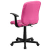 Mid-Back Pink Quilted Vinyl Swivel Task Office Chair with Arms - Flash Furniture