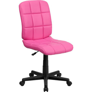 Mid-Back Pink Quilted Vinyl Swivel Task Office Chair - Flash Furniture