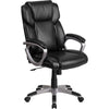 Mid-Back Black LeatherSoft Executive Swivel Office Chair with Padded Arms - Flash Furniture