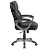 Mid-Back Black LeatherSoft Executive Swivel Office Chair with Padded Arms - Flash Furniture