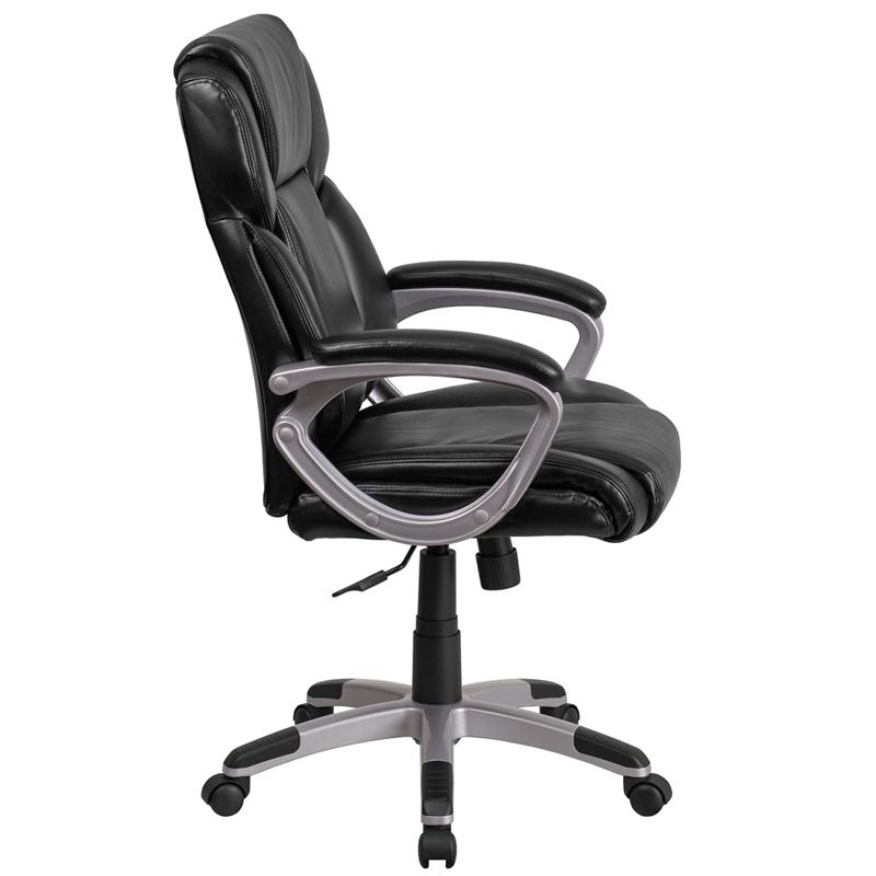Mid-Back Black LeatherSoft Executive Swivel Office Chair with Padded Arms - Flash Furniture