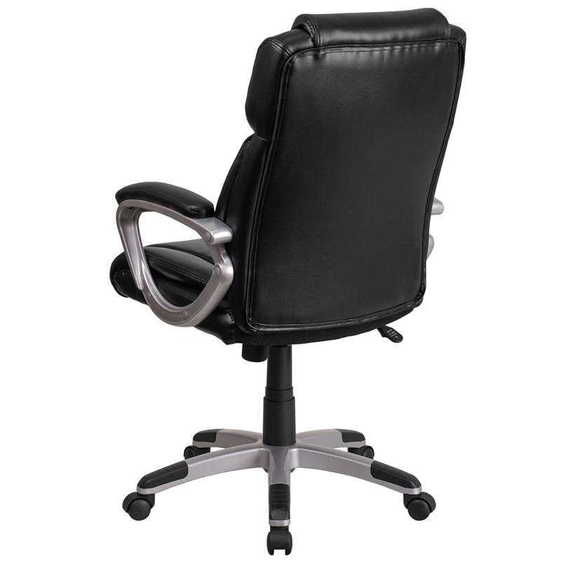 Mid-Back Black LeatherSoft Executive Swivel Office Chair with Padded Arms - Flash Furniture