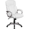 Mid-Back White LeatherSoft Executive Swivel Office Chair with Padded Arms - Flash Furniture