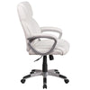 Mid-Back White LeatherSoft Executive Swivel Office Chair with Padded Arms - Flash Furniture