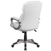 Mid-Back White LeatherSoft Executive Swivel Office Chair with Padded Arms - Flash Furniture