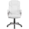 Mid-Back White LeatherSoft Executive Swivel Office Chair with Padded Arms - Flash Furniture