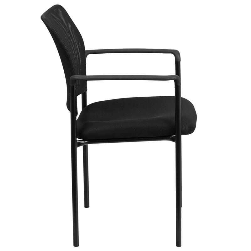 Comfort Black Mesh Stackable Steel Side Chair with Arms - Flash Furniture