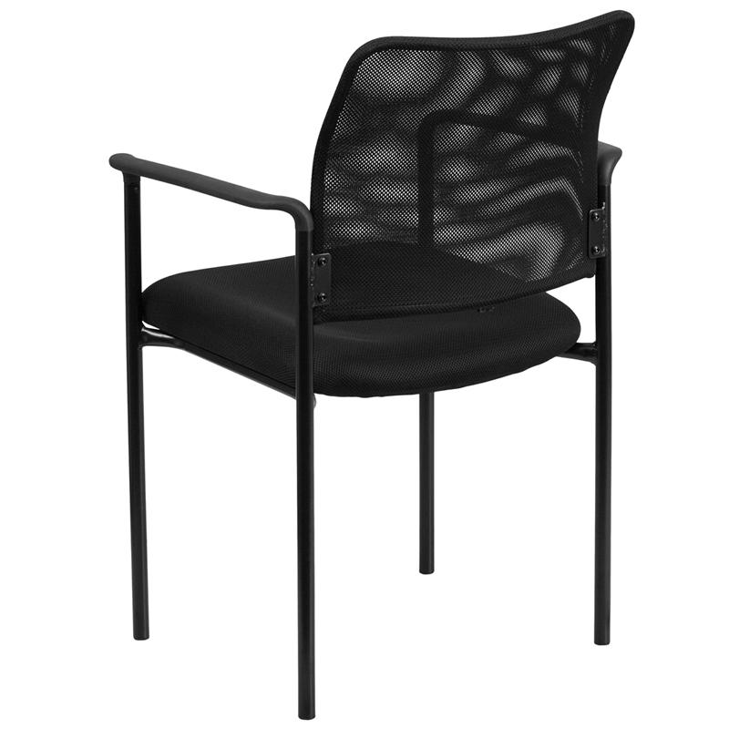 Comfort Black Mesh Stackable Steel Side Chair with Arms - Flash Furniture