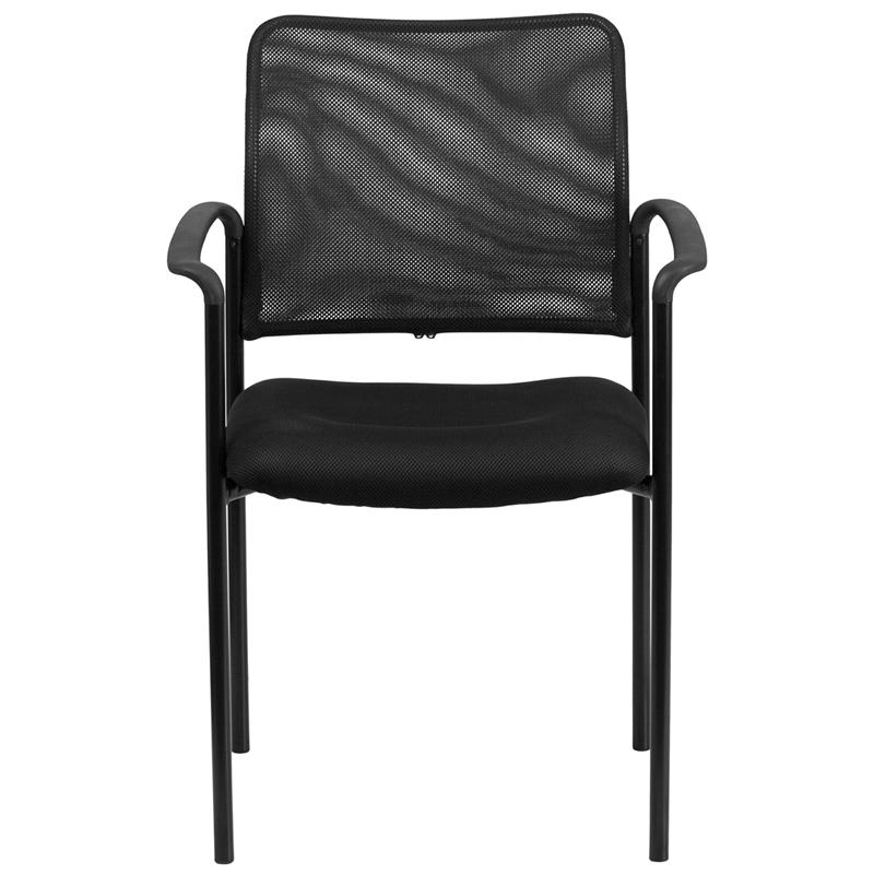 Comfort Black Mesh Stackable Steel Side Chair with Arms - Flash Furniture