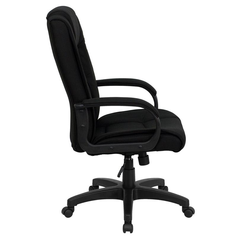 High Back Black Fabric Executive Swivel Office Chair with Arms - Flash Furniture