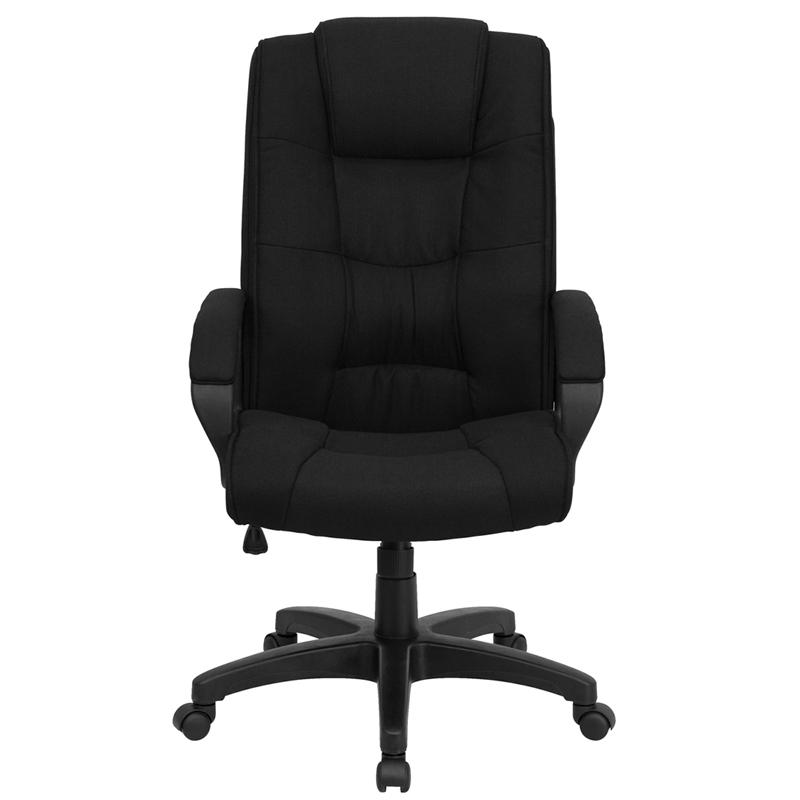 High Back Black Fabric Executive Swivel Office Chair with Arms - Flash Furniture