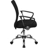 Mid-Back Black Mesh Swivel Task Office Chair with Lumbar Support Band and Arms - Flash Furniture