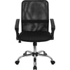 Mid-Back Black Mesh Swivel Task Office Chair with Lumbar Support Band and Arms - Flash Furniture