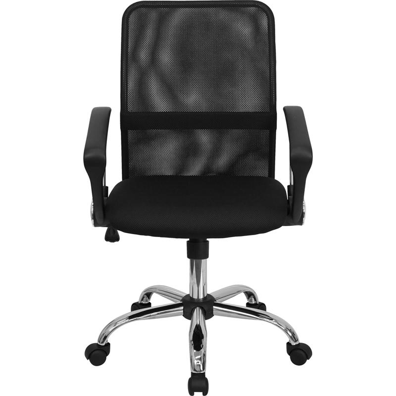 Mid-Back Black Mesh Swivel Task Office Chair with Lumbar Support Band and Arms - Flash Furniture