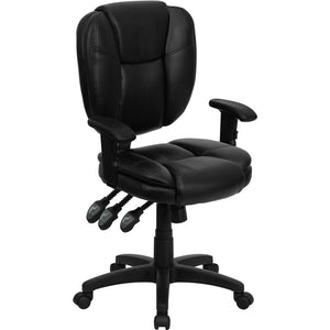 Mid-Back Black Multifunction Swivel Task Office Chair and Arms - Flash Furniture