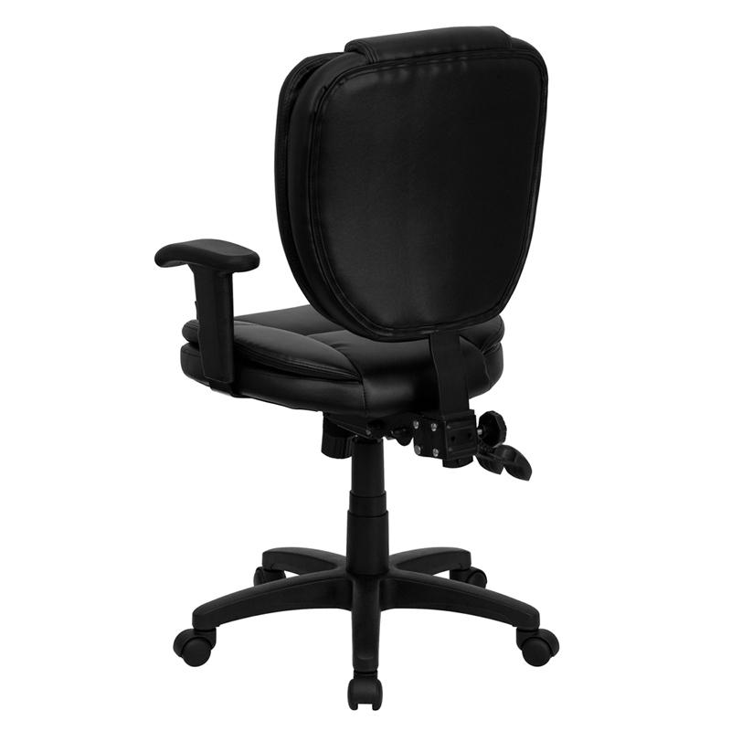 Mid-Back Black Multifunction Swivel Task Office Chair and Arms - Flash Furniture