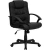 Mid-Back Black LeatherSoft Swivel Task Office Chair with Arms - Flash Furniture
