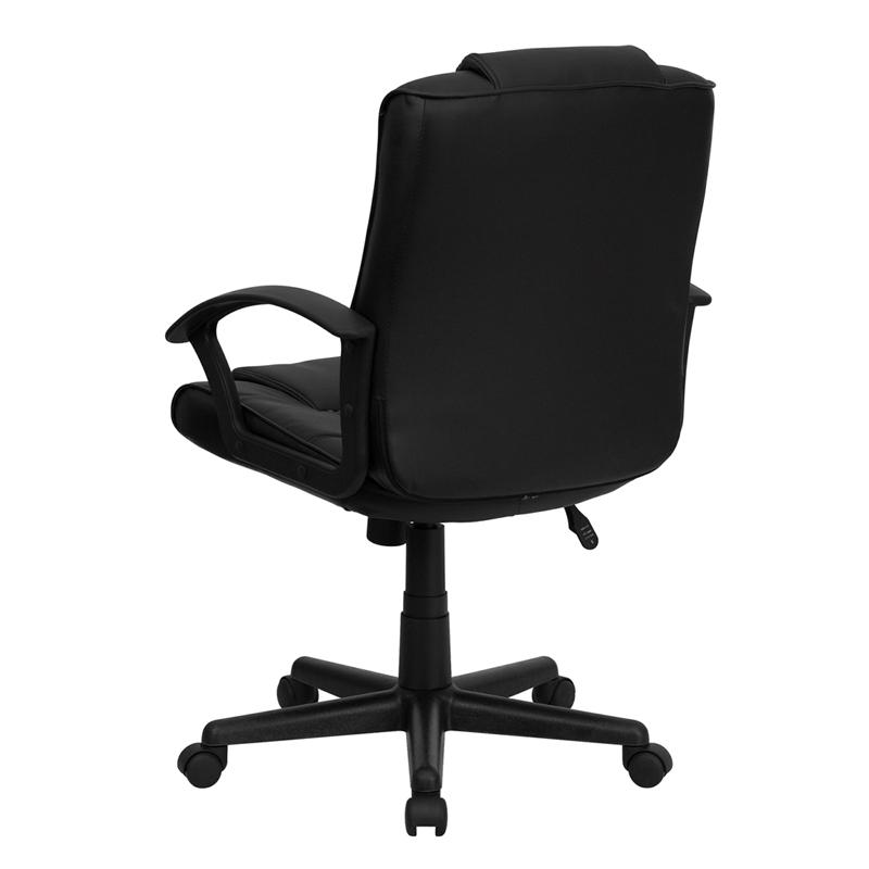 Mid-Back Black LeatherSoft Swivel Task Office Chair with Arms - Flash Furniture