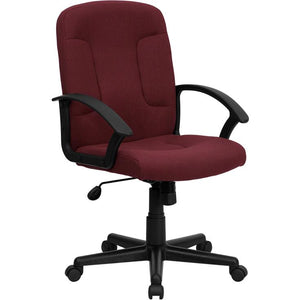 Mid-Back Burgundy Fabric Executive Swivel Office Chair with Nylon Arms - Flash Furniture