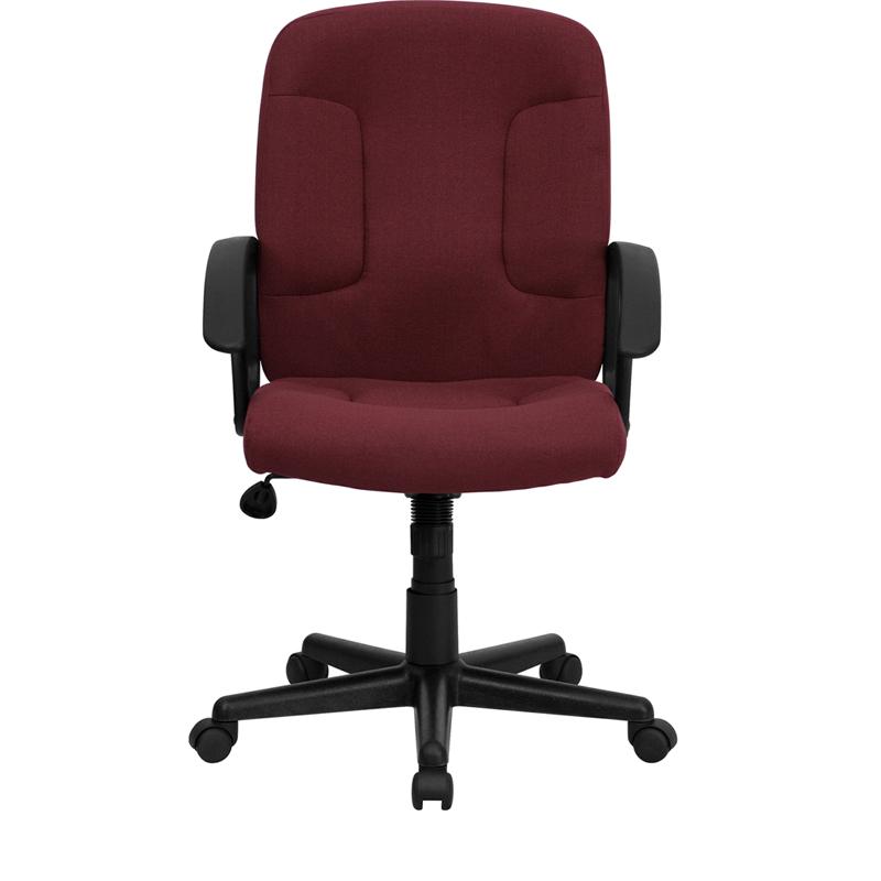 Mid-Back Burgundy Fabric Executive Swivel Office Chair with Nylon Arms - Flash Furniture